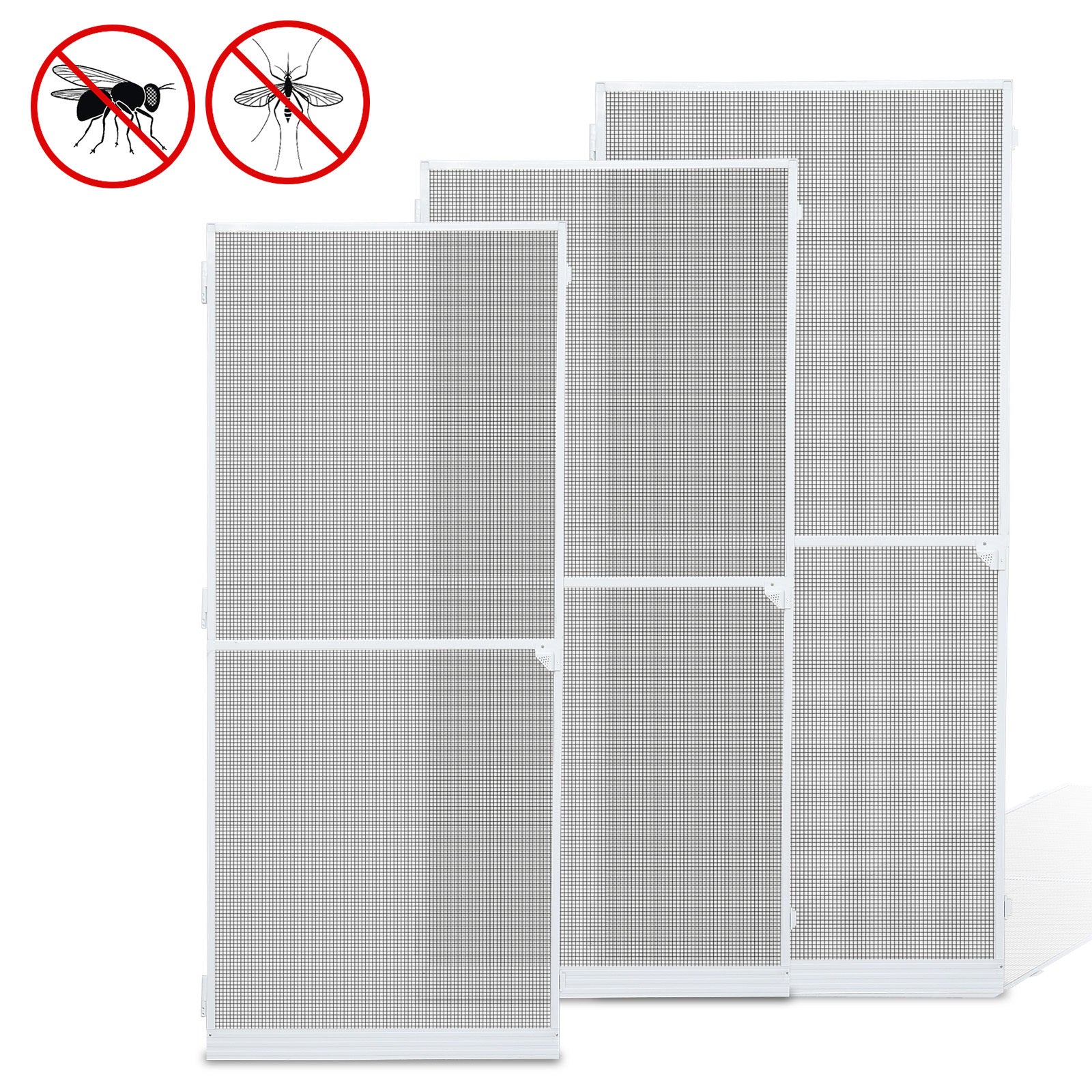 Lospitch Insektenschutztür für Terrasse Aluminiumrahmen weiß 120x210 cm