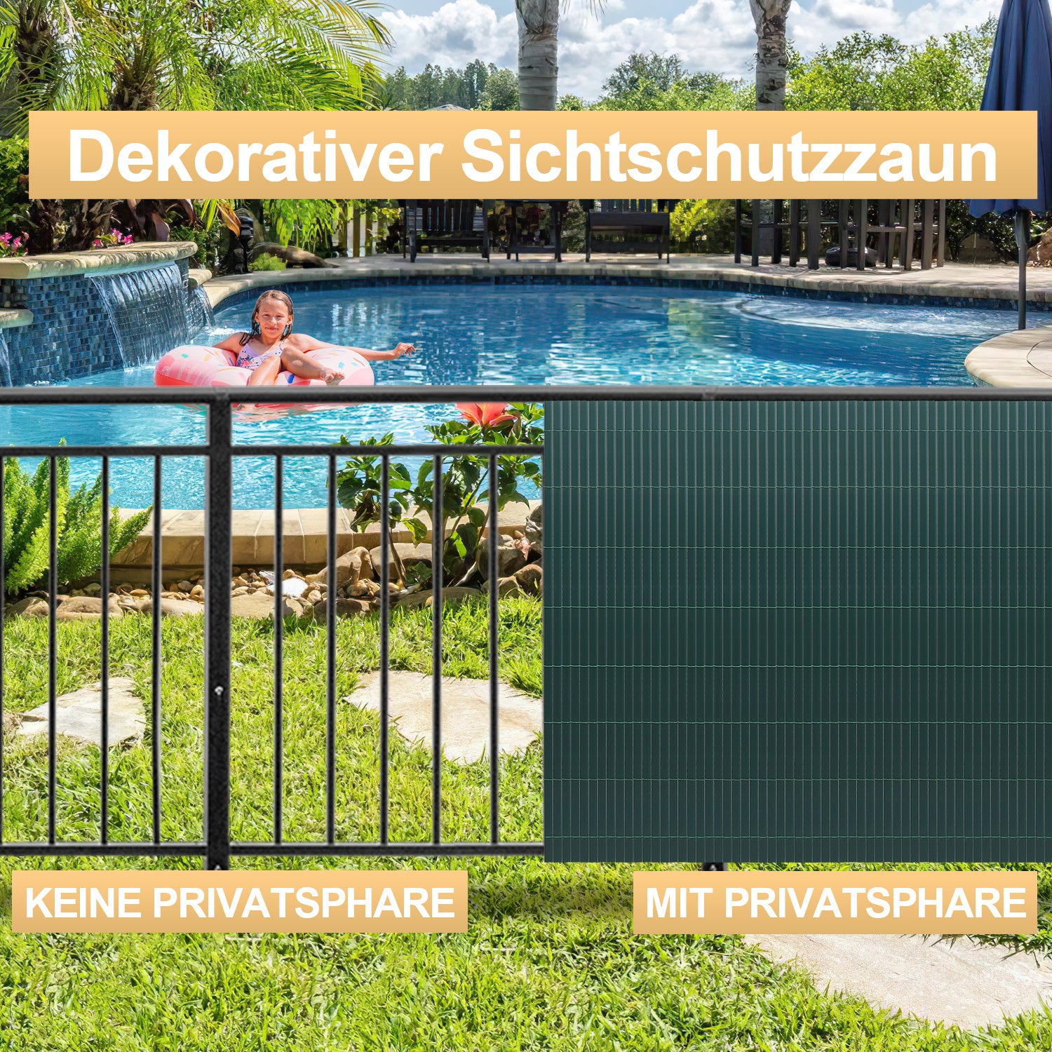 Lospitch PVC Sichtschutzmatte für Gartenzaun mit Kabelbindern wetterfest