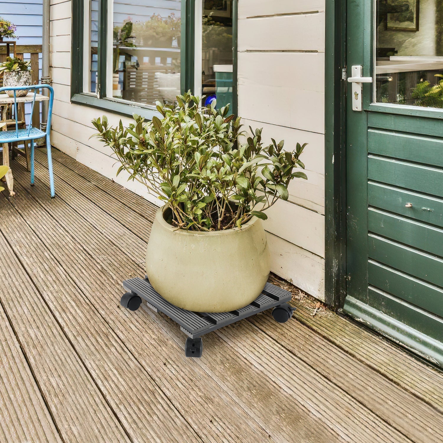 Lospitch WPC Pflanzenroller 30 x 30 cm für Blumentöpfe