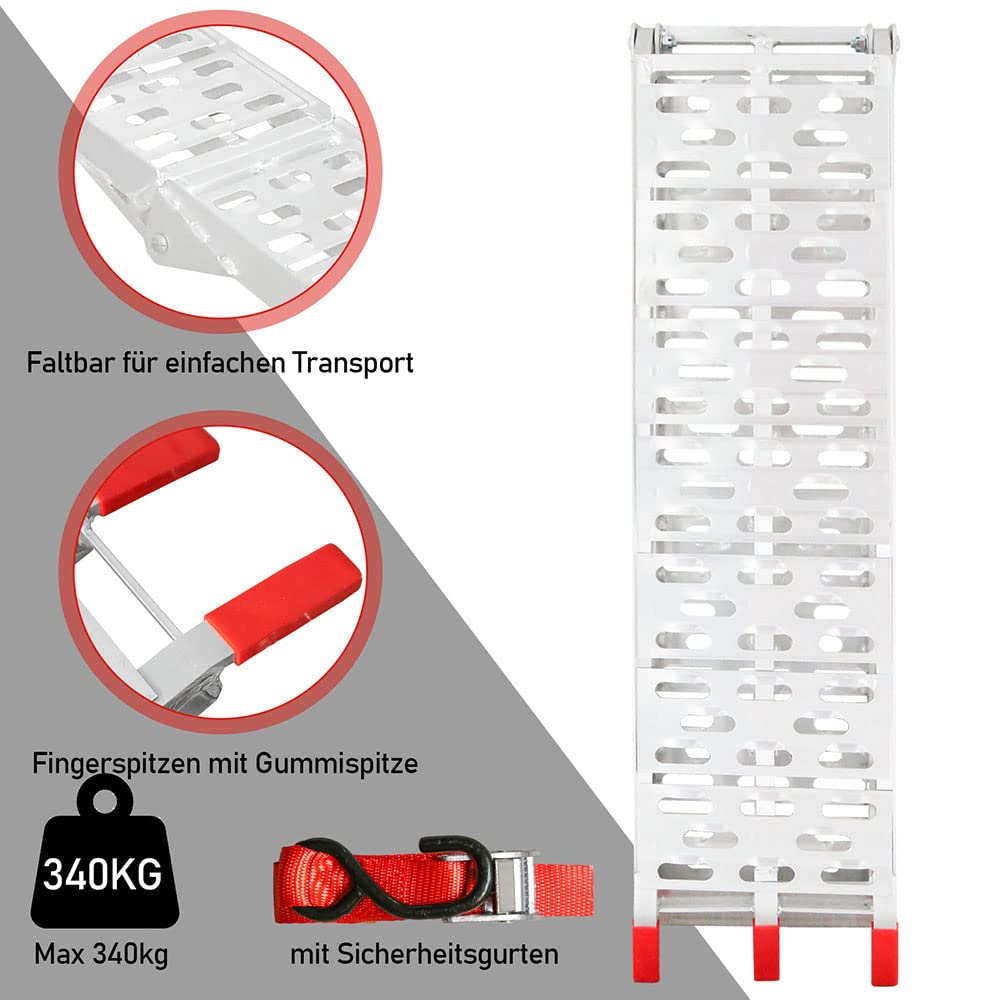 Lospitch Verladerampen 2er Set Aluminium 226cm Klappbar 680kg für ATV Motorrad Rasenmäher