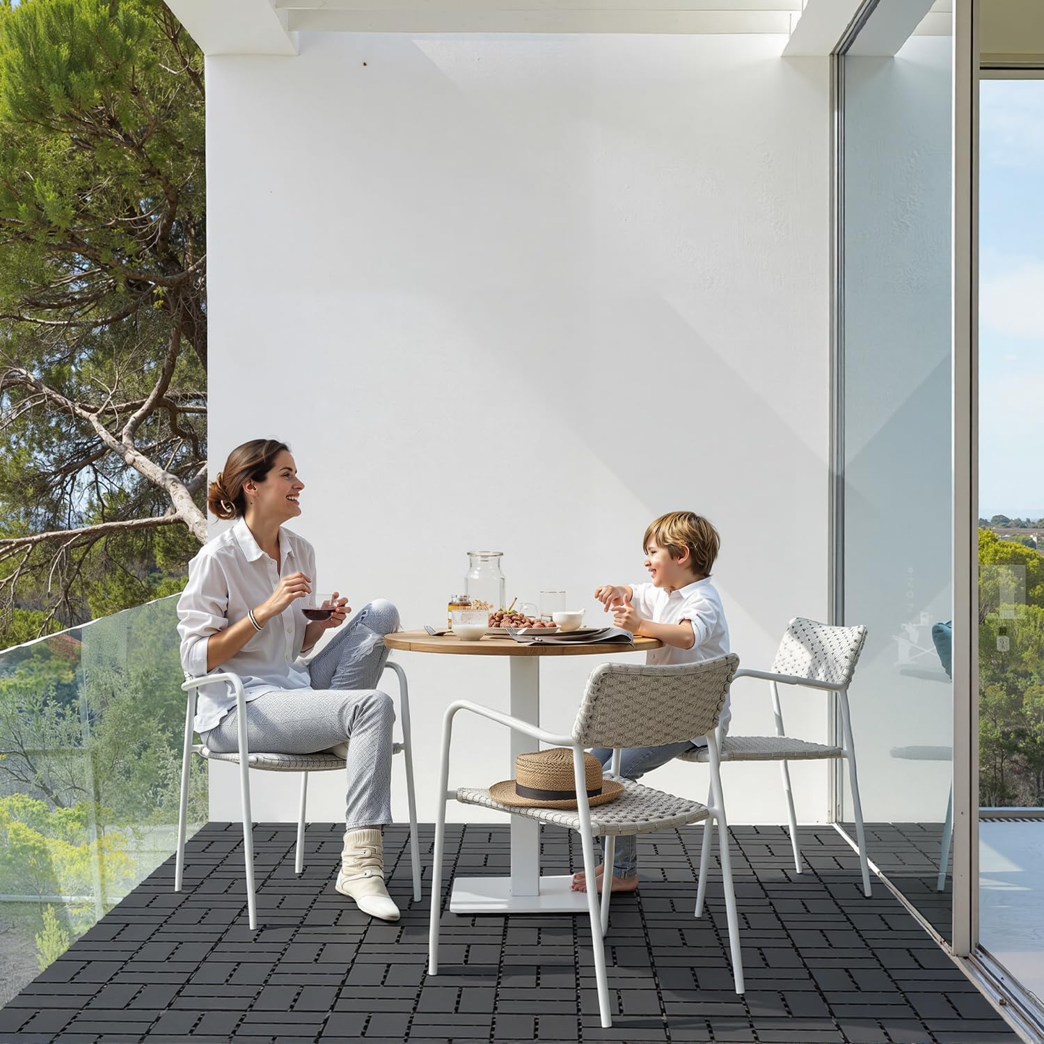 Lospitch Klickfliesen Kunststoff 30x30 cm für Balkon Terrasse Pool