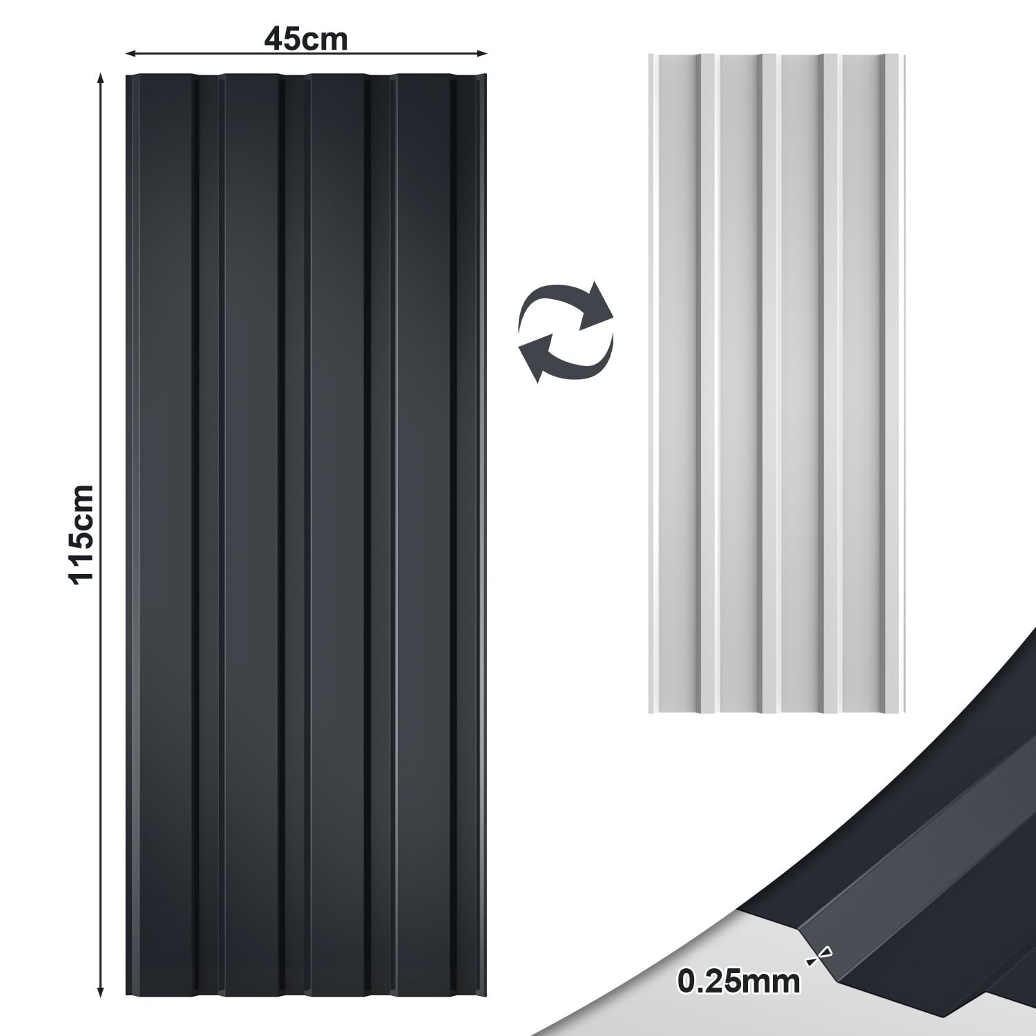 Lospitch Trapezblech Dachplatten 12 Stück Anthrazit 115x45 cm