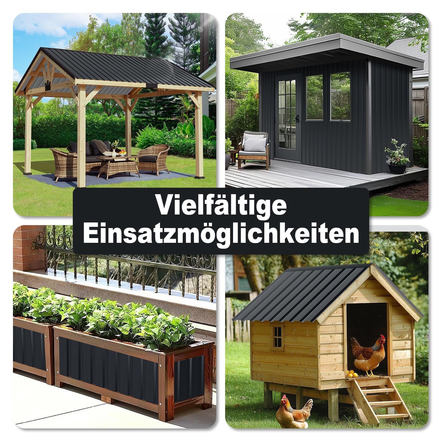 Lospitch Trapezblech Dachplatten 12 Stück Anthrazit 115x45 cm