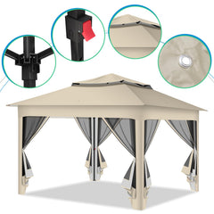 Lospitch Gartenpavillon 3,3x3,3 m mit Moskitonetz für 2-4 Personen