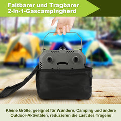 Lospitch Campingkocher 2 flammig mit Grillplatte und Gasschlauch