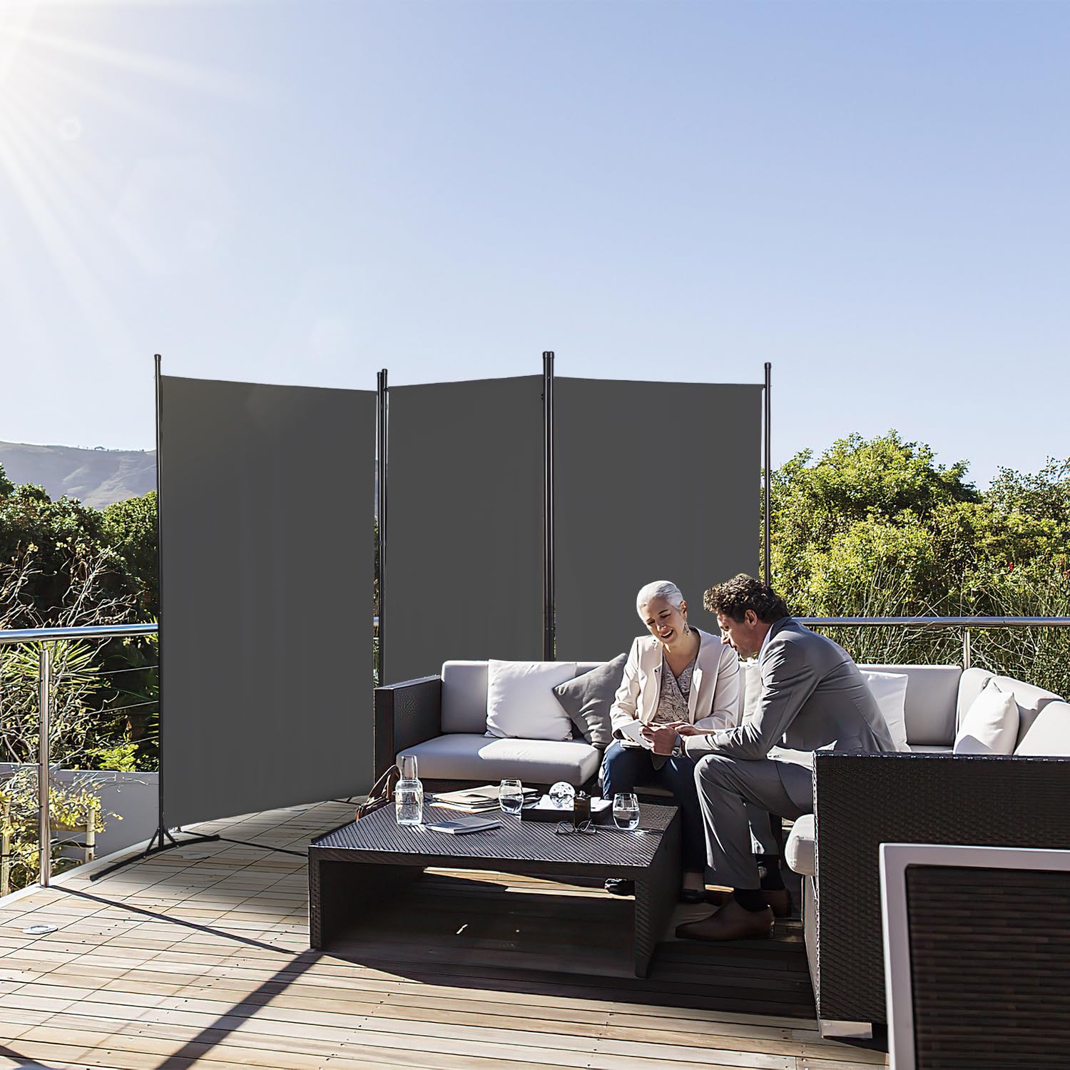 Lospitch Garten Sichtschutz Paravent Faltwand Freistehend für Pool Terrasse Balkon