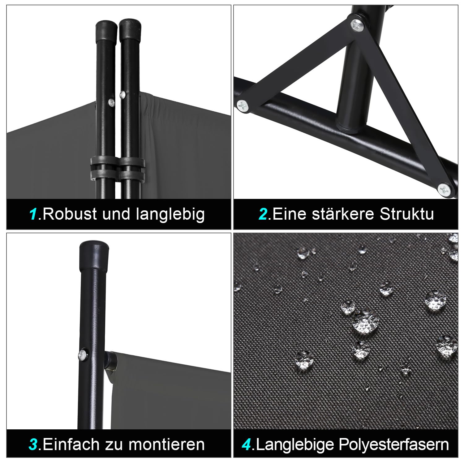 Lospitch Garten Sichtschutz Paravent Faltwand Freistehend für Pool Terrasse Balkon