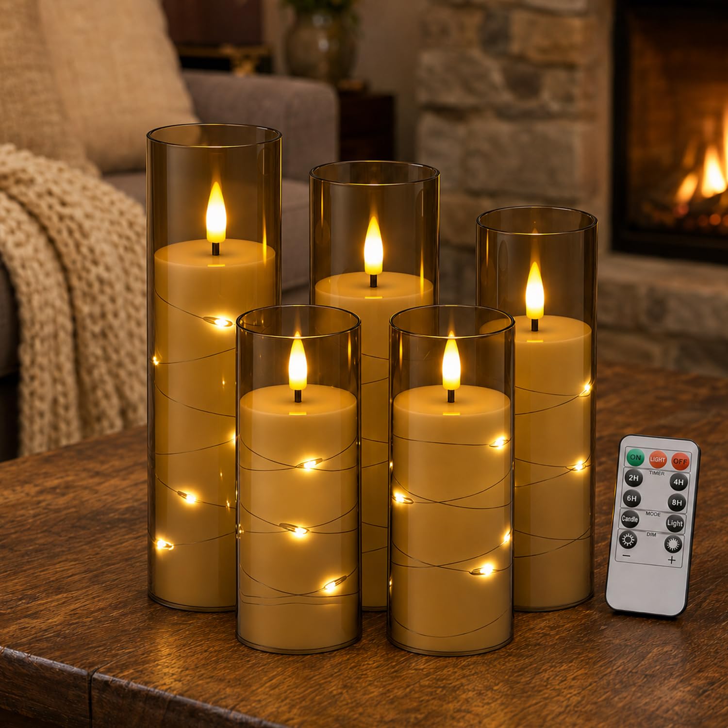 Lospitch LED Kerzen 3er/5er Set mit Fernbedienung Timer und Lichterkette