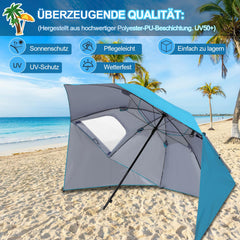 Lospitch Sonnenschirm Strandmuschel 2 in 1 UV50 210x200cm für Strand Camping