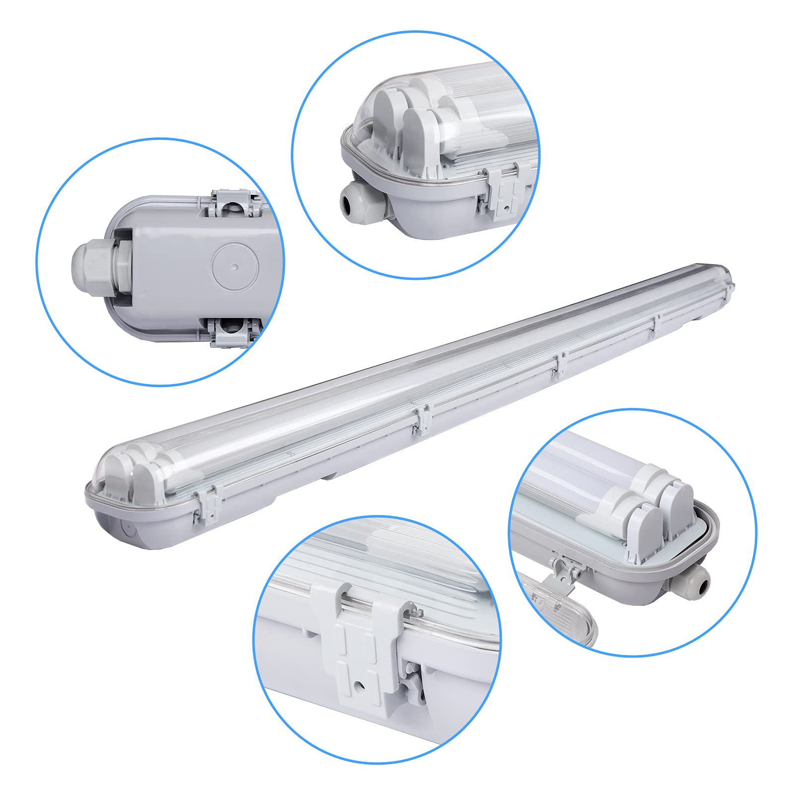 Lospitch T8 LED Feuchtraumleuchte 120/150 cm IP65 für Werkstatt und Keller