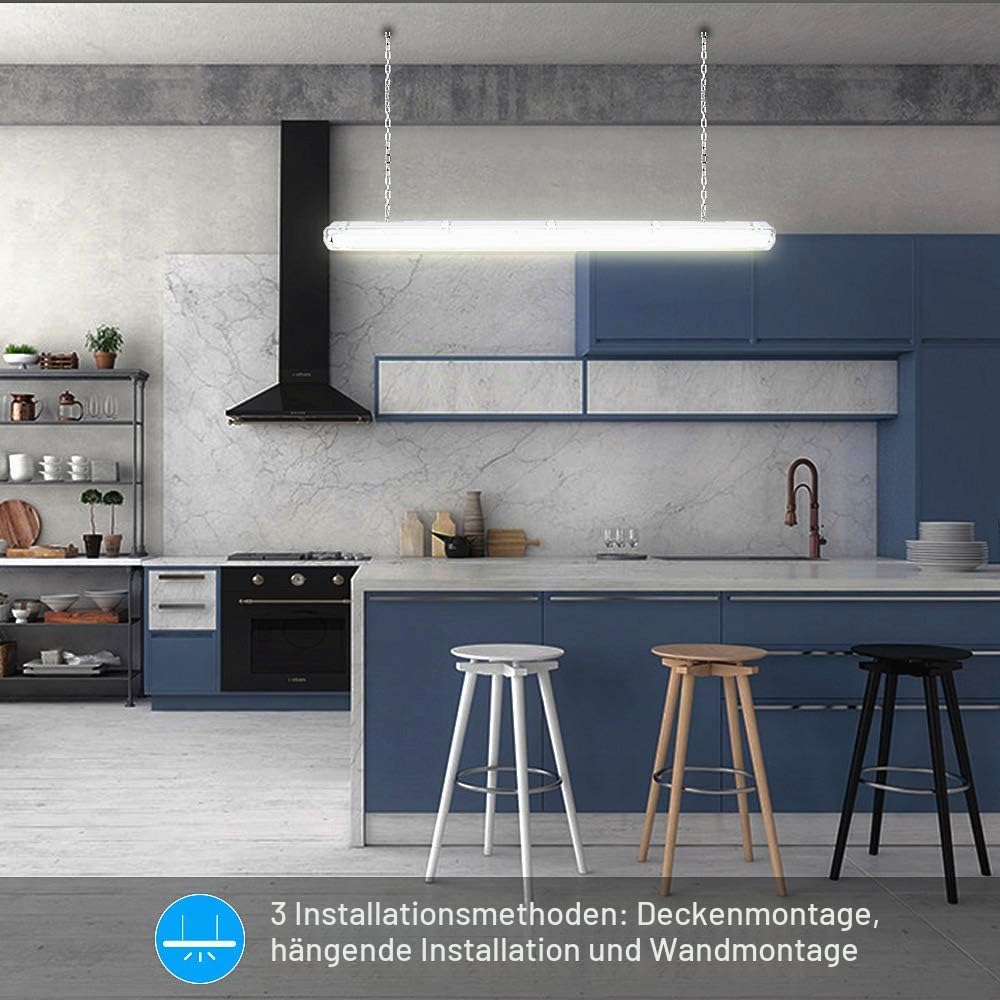 Lospitch T8 LED Feuchtraumleuchte 120/150 cm IP65 für Werkstatt und Keller