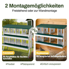 Lospitch Legenest für Hühner 6/8/10 Fächer mit Eiersammelfach