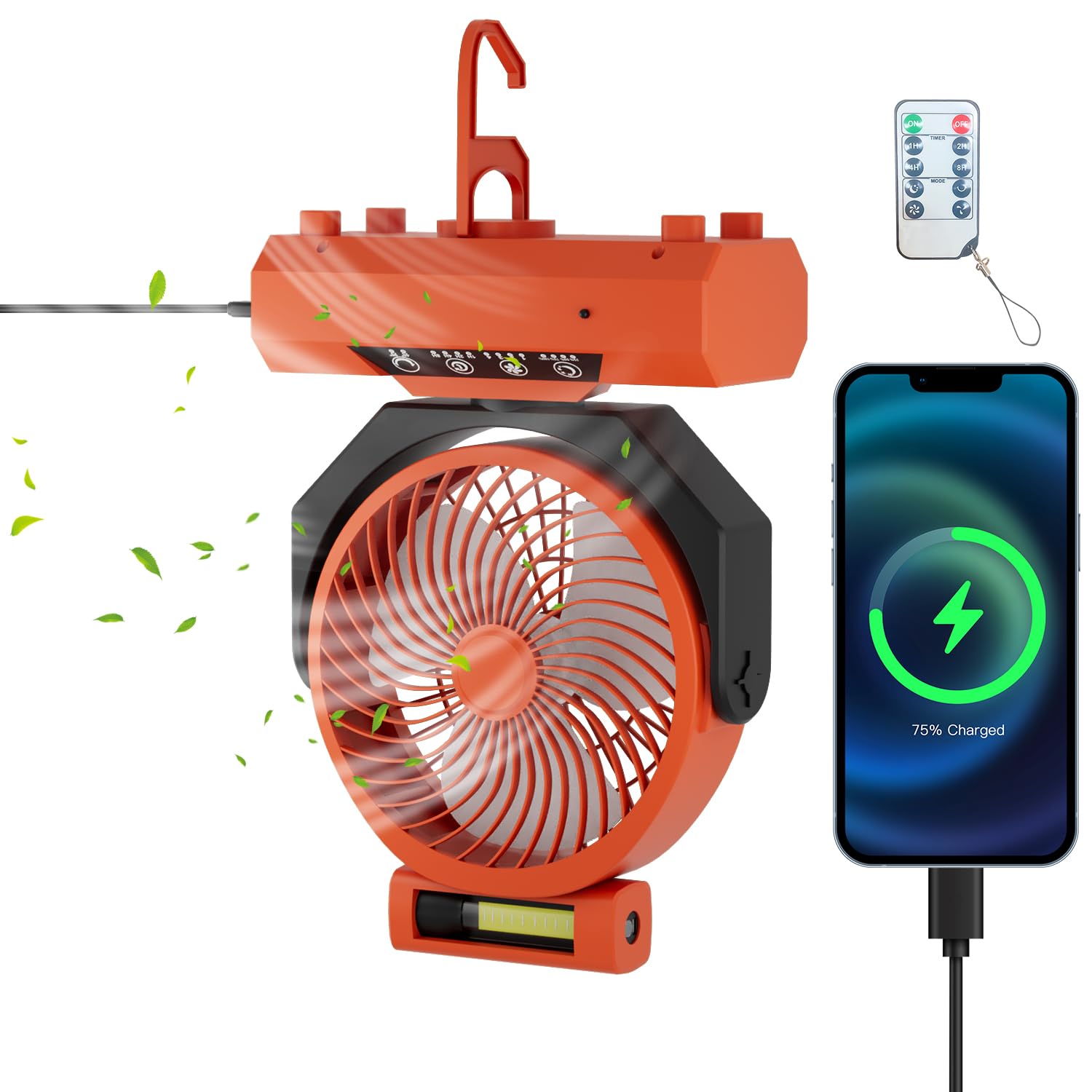 Lospitch Camping Ventilator 20000mAh mit LED Licht Fernbedienung und Timer