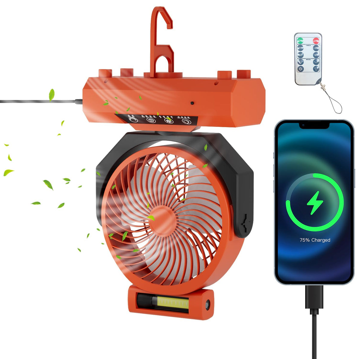Lospitch Camping Ventilator 20000mAh mit LED Licht Fernbedienung und Timer