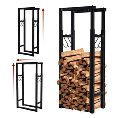 Lospitch Brennholzregal 9-fach verstellbar mit 4 Haken für Kaminholz