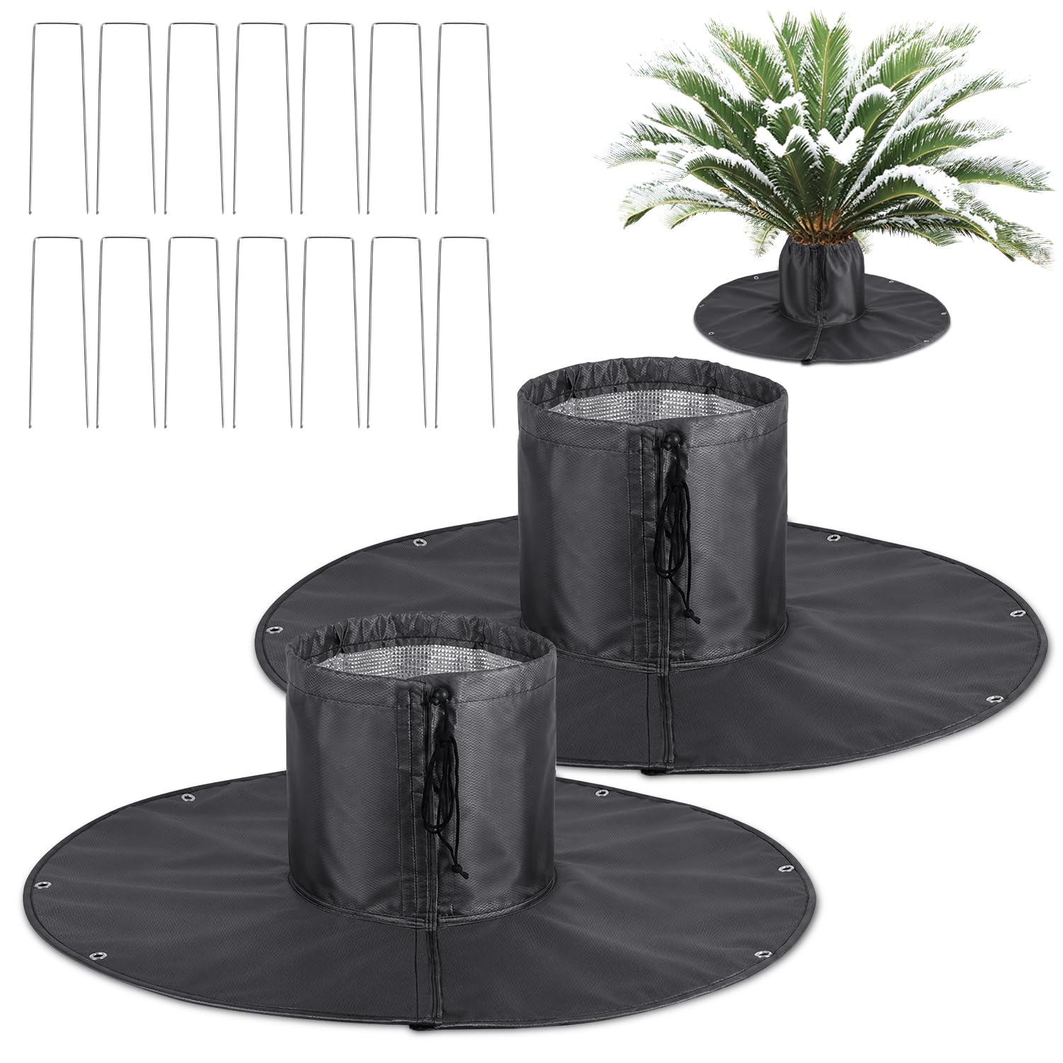 Lospitch Palmen Winterschutz Ø100 cm 2er Set mit Alufolie und Erdnägeln