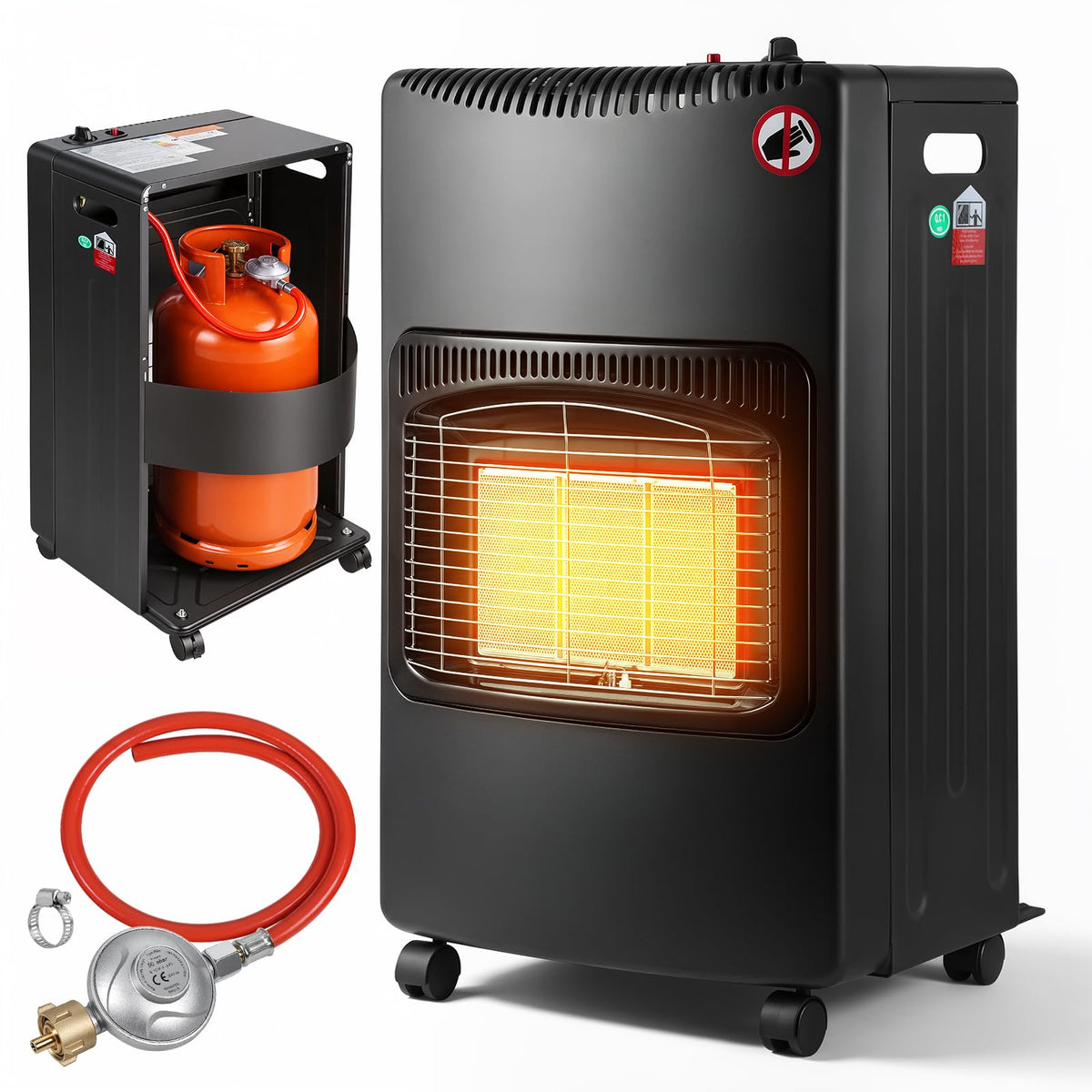 Lospitch Gasheizer 4200W mit Elektroheizung 1260W für Propan Butan bis 15 kg