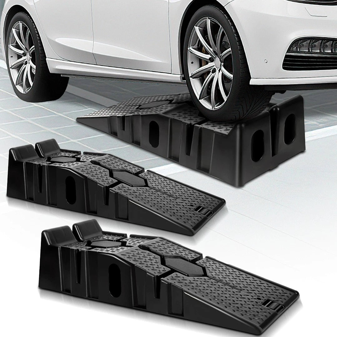 Lospitch Auto Auffahrrampen 2er Set 90 × 33 × 22 cm Kunststoff bis 2,5 t