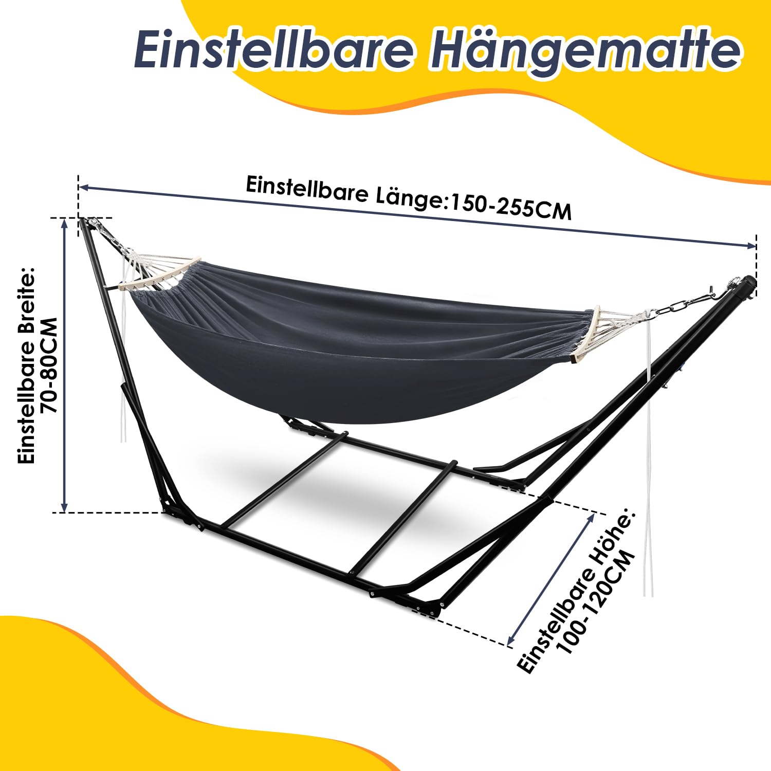 Lospitch klappbare Hängematte mit Metallgestell für Garten und Camping