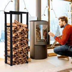 Lospitch Brennholzregal 9-fach verstellbar mit 4 Haken für Kaminholz
