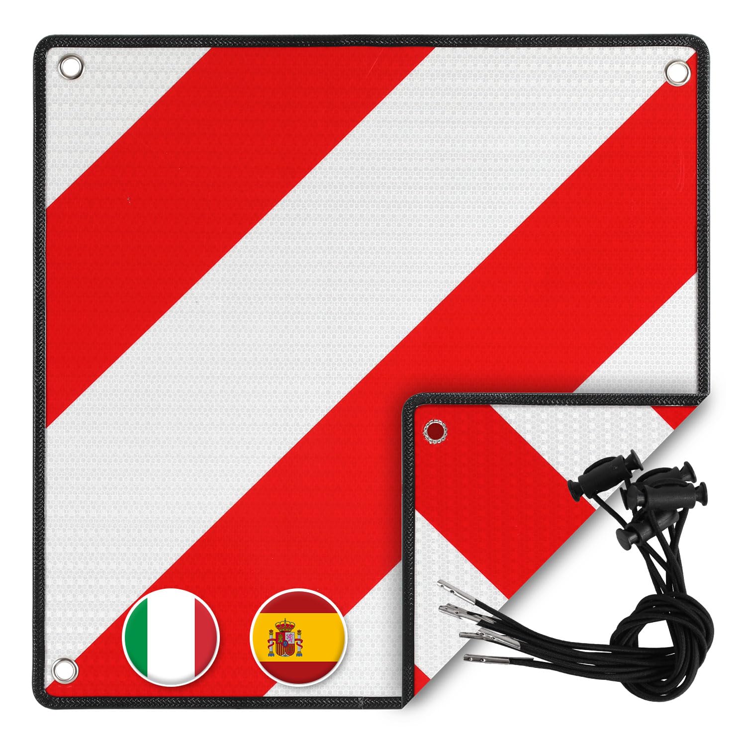 Lospitch 2in1 Warntafel 50 × 50 cm Aluminium reflektierend für Italien und Spanien