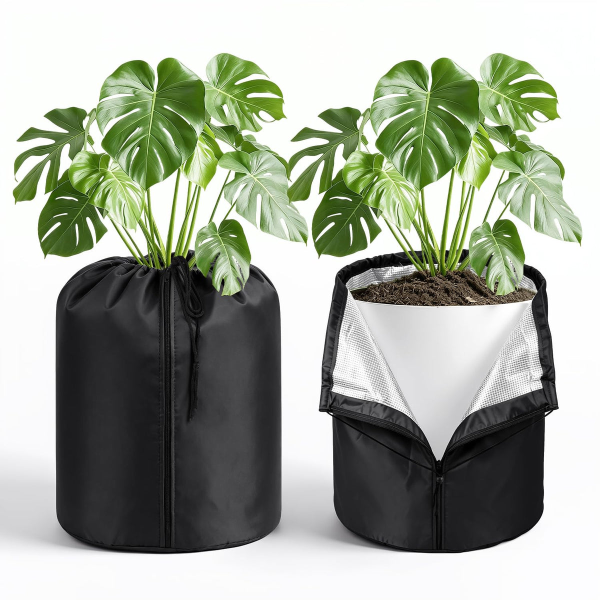 Lospitch Winterschutz für Pflanzkübel Ø45/65 cm 2er Set mit Reißverschluss