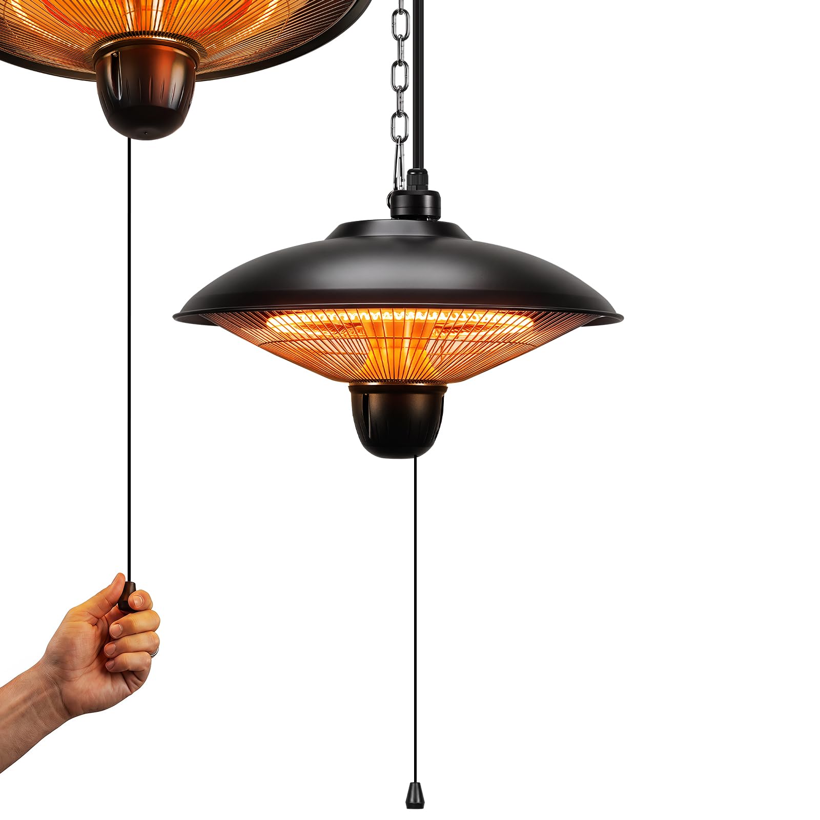 Lospitch Hängeheizstrahler 1800W mit 3 Heizstufen IP55 für Terrasse Balkon