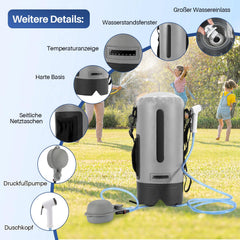 Lospitch Outdoor Campingdusche 12L mit Fußpumpe Temperaturanzeige