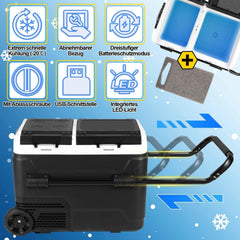 Lospitch Kompressor Kühlbox 50L 2 Zonen -20 °C mit Rollen für Camping