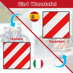 Lospitch 2in1 Warntafel 50 × 50 cm Aluminium reflektierend für Italien und Spanien