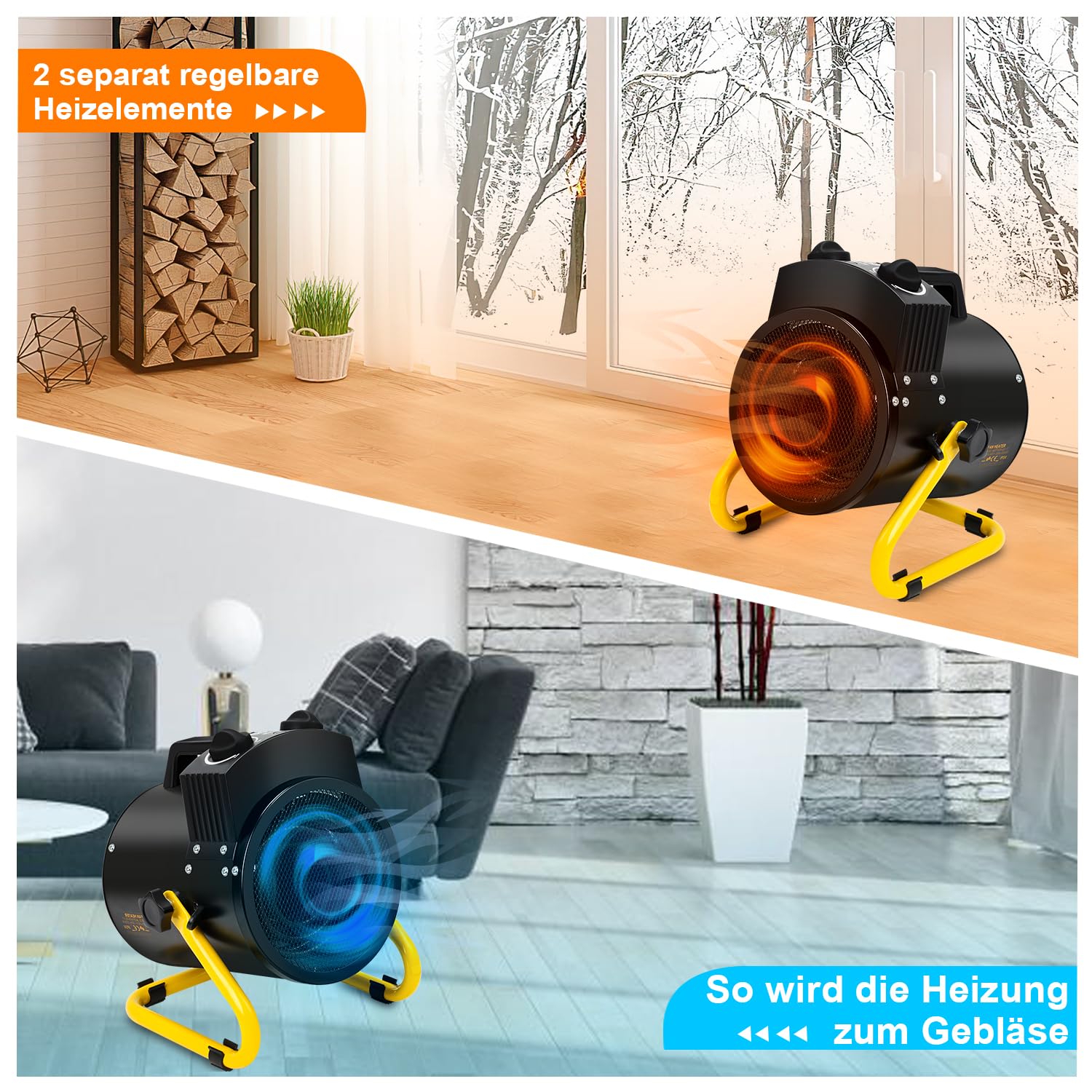 Lospitch Gewächshausheizung bis 2000W mit Thermostat IPX4 für Gewächshaus und Garage