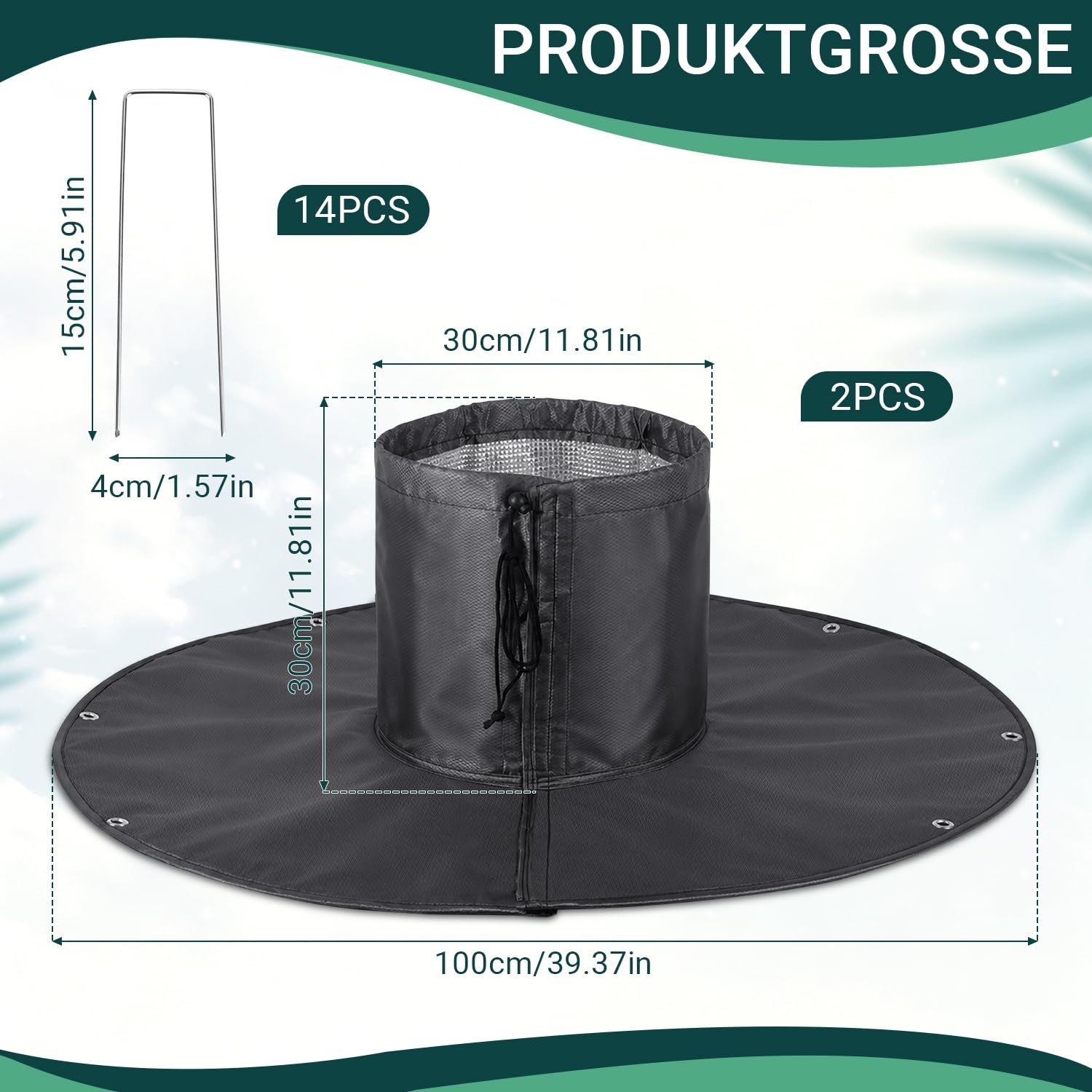 Lospitch Palmen Winterschutz Ø100 cm 2er Set mit Alufolie und Erdnägeln