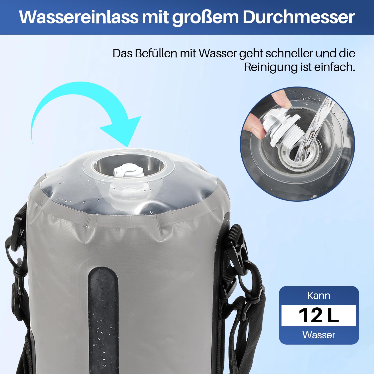 Lospitch Outdoor Campingdusche 12L mit Fußpumpe Temperaturanzeige