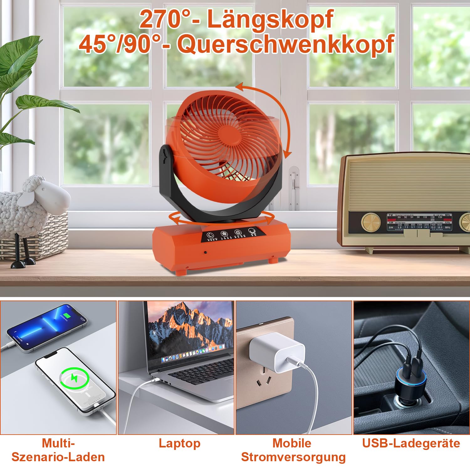 Lospitch Camping Ventilator 20000mAh mit LED Licht Fernbedienung und Timer