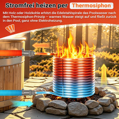 Lospitch Poolheizung Edelstahl Heizspirale 15 m für 32–38 mm Poolschläuche