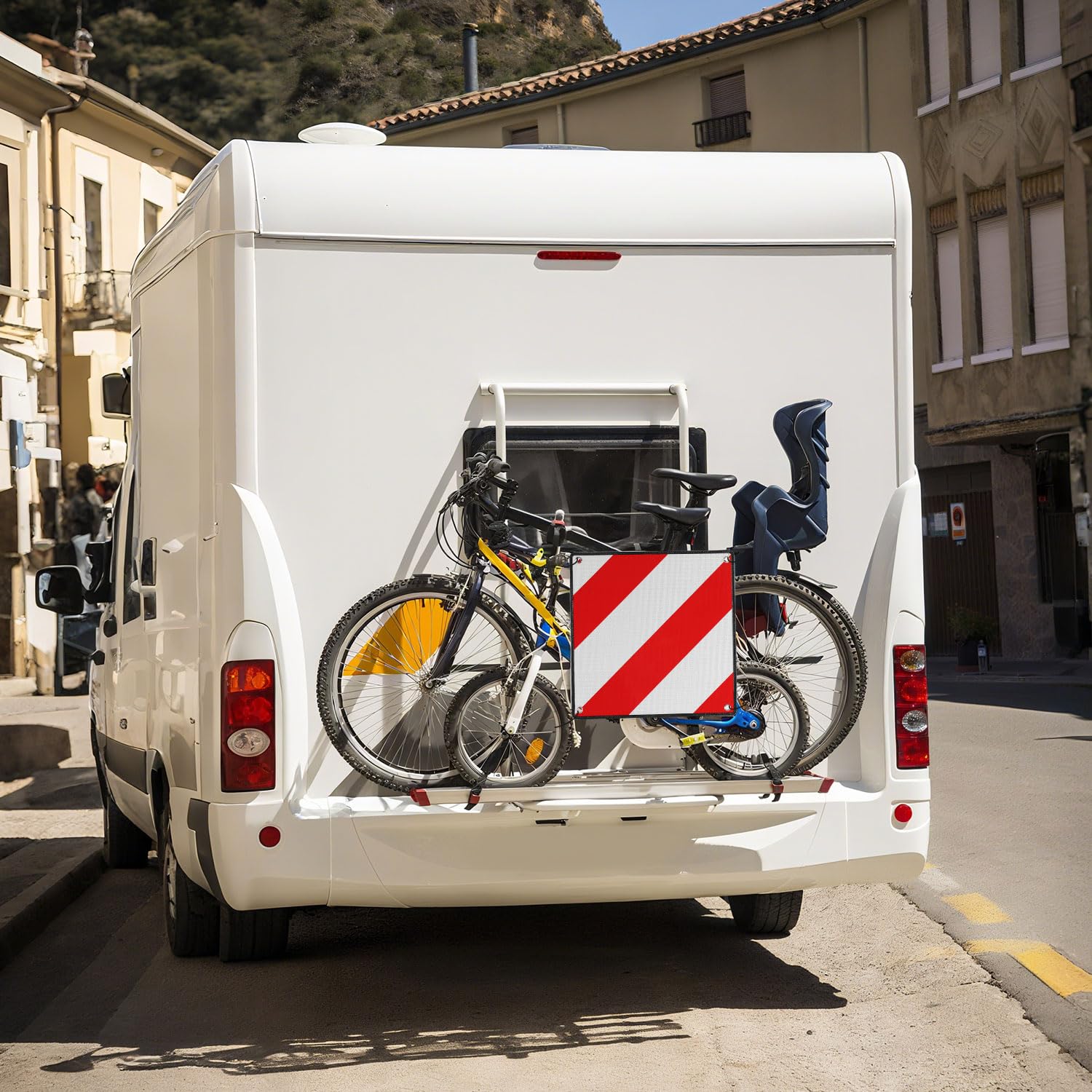 Lospitch 2in1 Warntafel 50 × 50 cm Aluminium reflektierend für Italien und Spanien