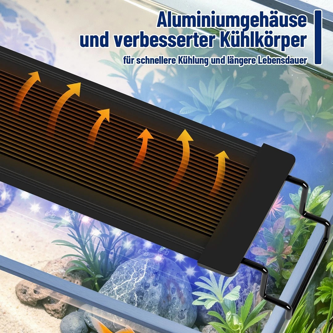 Lospitch LED Aquarienbeleuchtung 12–36W mit 4/8/12H Timer IP66 für 30–120 cm Becken