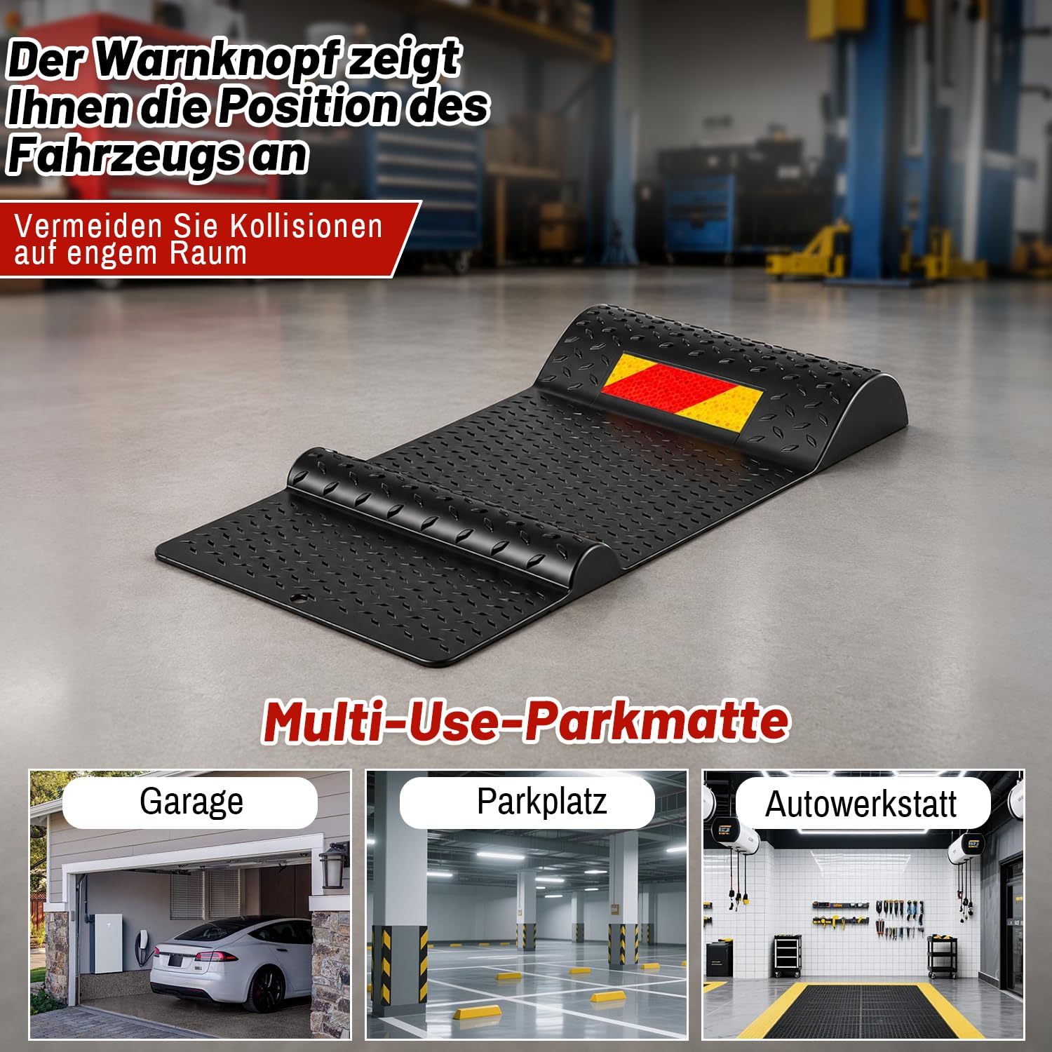 Lospitch Auto Parkmatten 2er Set 53 cm Radstopper für Garage und Stellplatz