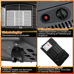 Lospitch Gasheizer 4200W mit Elektroheizung 1260W für Propan Butan bis 15 kg