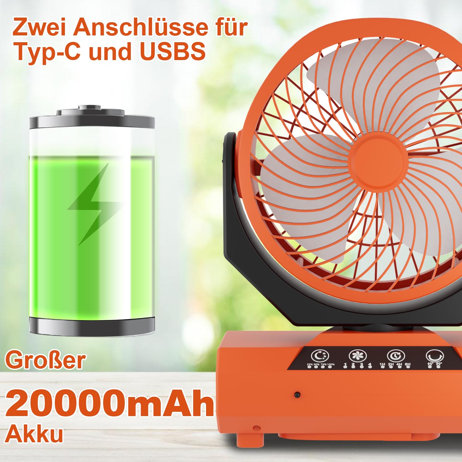 Lospitch Camping Ventilator 20000mAh mit LED Licht Fernbedienung und Timer