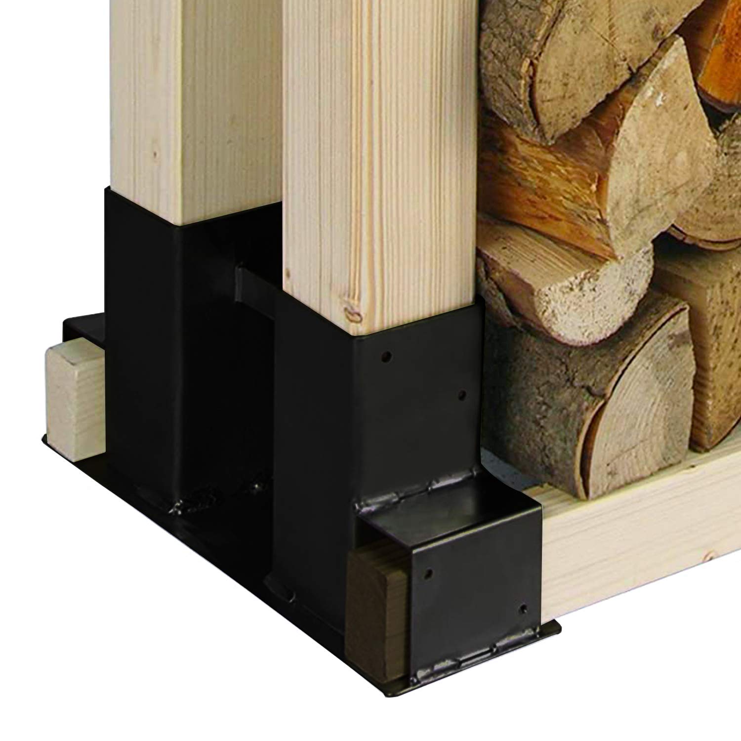 Lospitch Brennholz Stapelhalter 4er Set Stahl für Kaminholz Lagerung