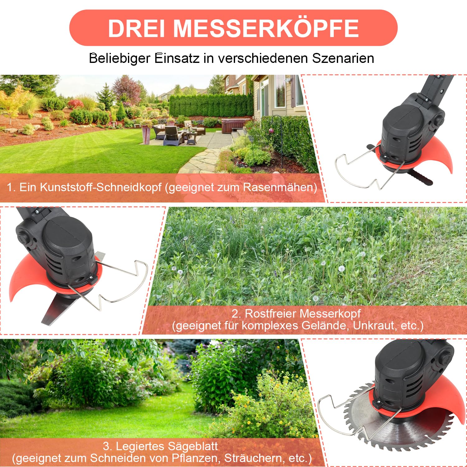Lospitch Akku Rasentrimmer 21V 2 in 1 mit 2 Akkus für Rasenkanten