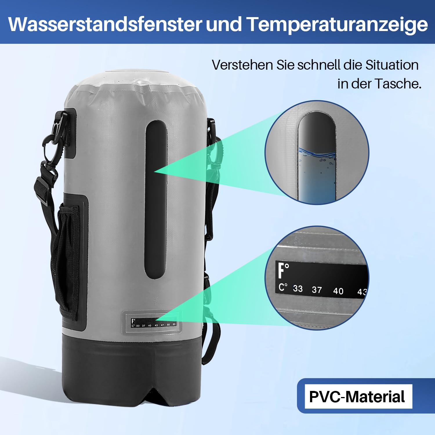 Lospitch Outdoor Campingdusche 12L mit Fußpumpe Temperaturanzeige