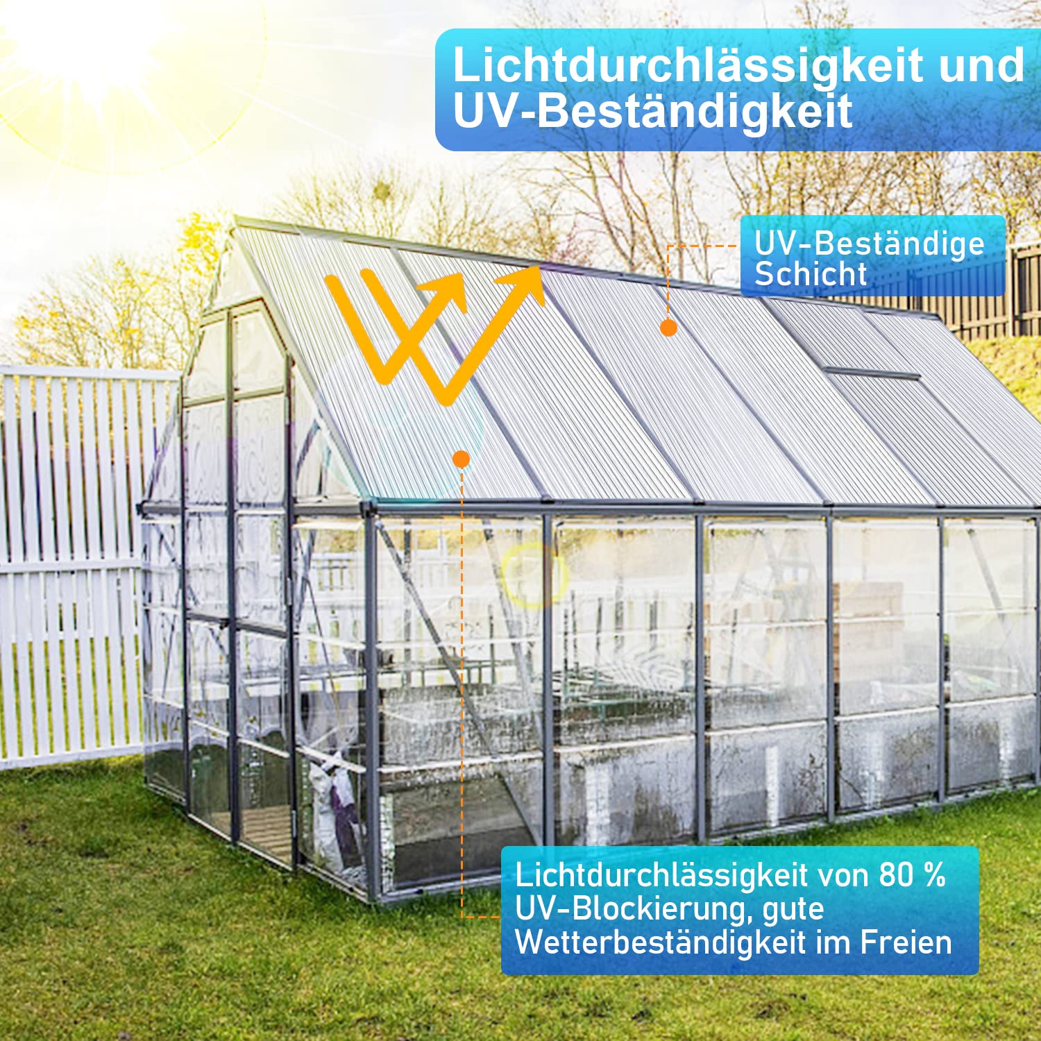 Lospitch Polycarbonatplatten 4 mm 14 Stück 10,25 m² für Gewächshaus