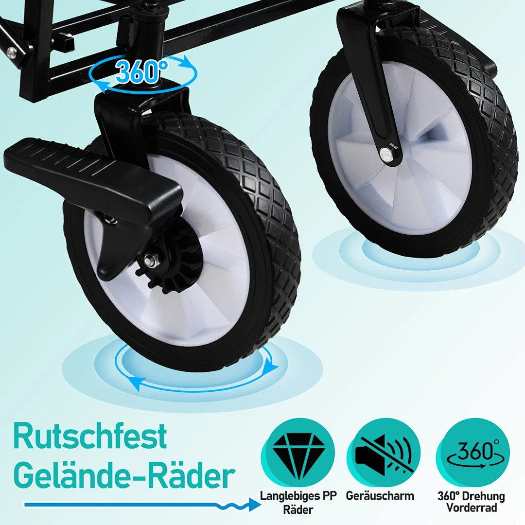 Lospitch Camping Bollerwagen faltbar mit Dach 80 kg Schwarz