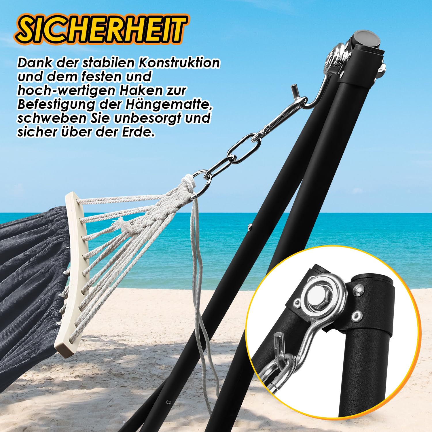 Lospitch klappbare Hängematte mit Metallgestell für Garten und Camping