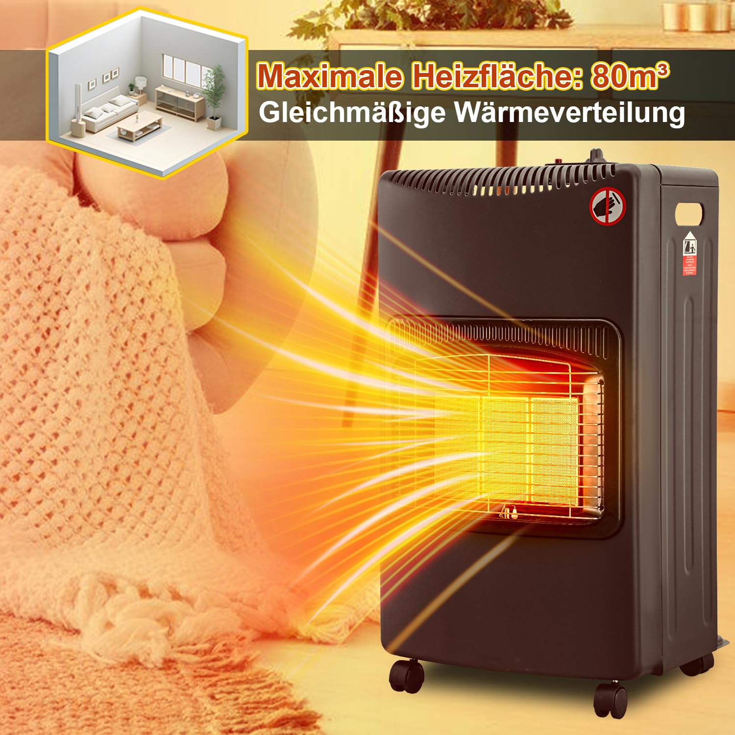 Lospitch Gasheizer 4200W mit Elektroheizung 1260W für Propan Butan bis 15 kg