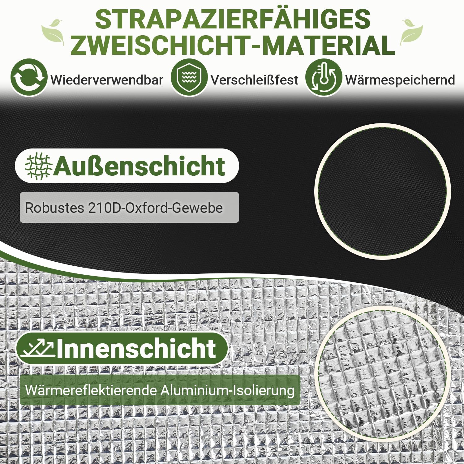 Lospitch Winterschutz für Pflanzkübel Ø45/65 cm 2er Set mit Reißverschluss