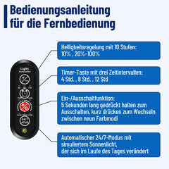 Lospitch LED Aquarienbeleuchtung 12–36W mit 4/8/12H Timer IP66 für 30–120 cm Becken