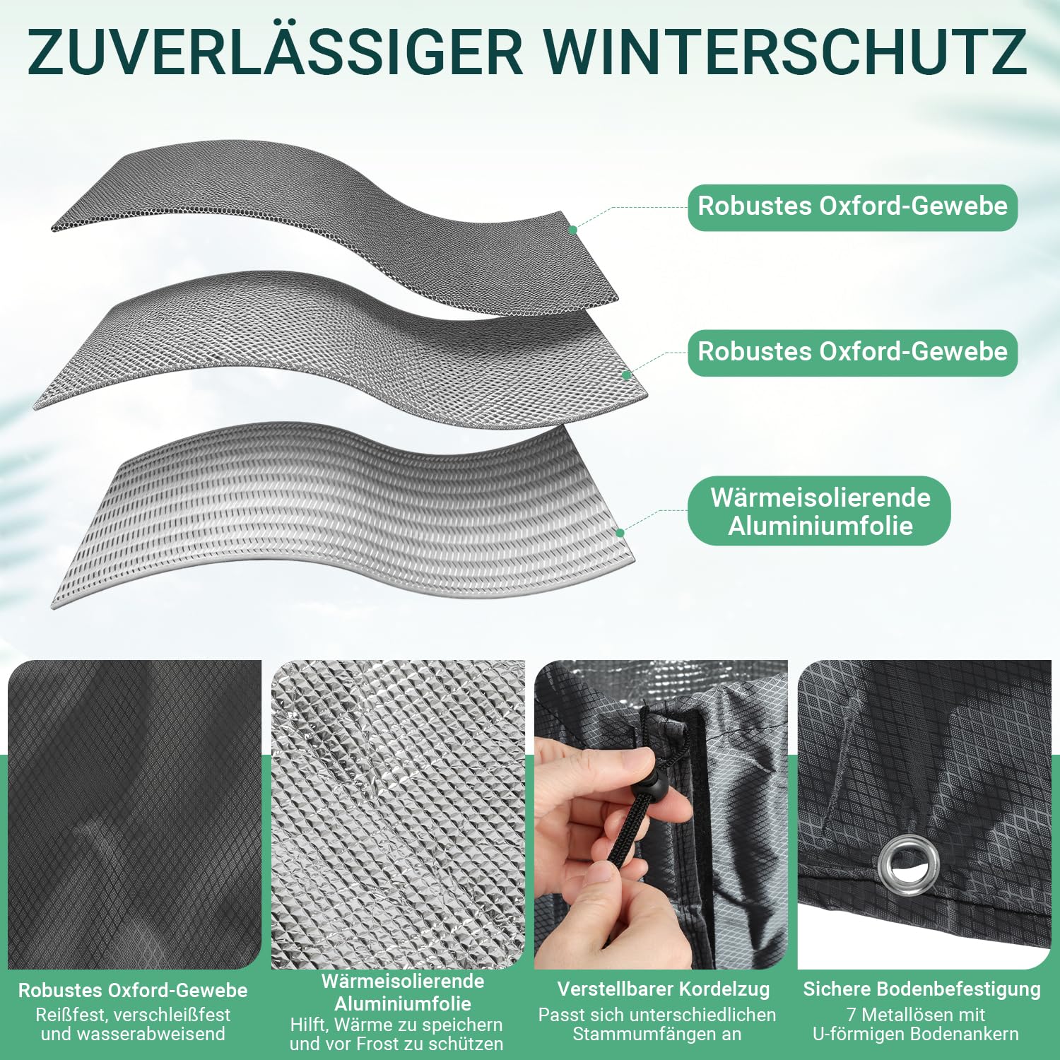 Lospitch Palmen Winterschutz Ø100 cm 2er Set mit Alufolie und Erdnägeln